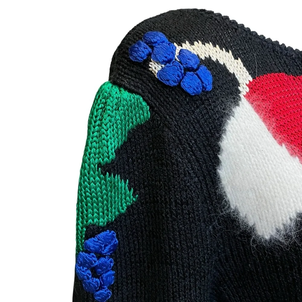 VTG Alexandria Sweater Womens Large Bold Color Block Angora 80s Statement